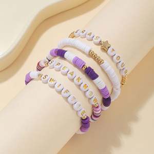 Custom Stretch <b>Beaded</b> <b>Bracelets</b> with Colorful Letter Charms - Personalized Multi-Layer <b>Bracelets</b> for Promotional Gifts - Product Image 4