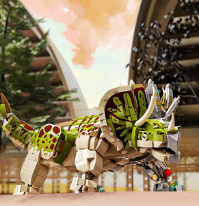 MJI 13050 13051 Triceratops Tyrannosaurus <span class=keywords><strong>Rex</strong></span>, Modelo Semimecánico, Bloques de Construcción Educativos de Ciencia, Juguete de Plástico ABS, Regalo - Product Image 5