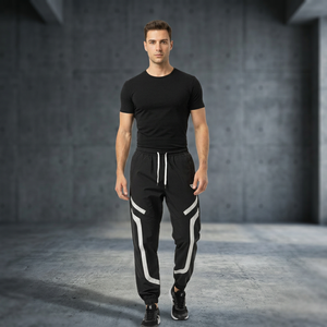 Top Selling Men's Black Lightweight Sweatpants With <b>White</b> Side Stripe Elastic Waist Drawstring Casual <b>Joggers</b> Summer Sport Pants - Product Image 4