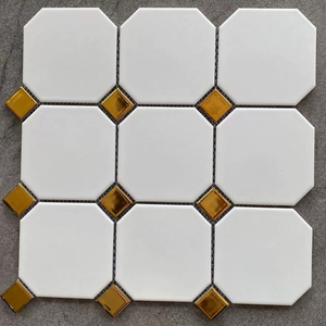 Bát giác với màu vàng vuông mờ 300x300mm lưới gắn sứ khảm Tường Gạch trang trí gạch khảm gốm - Product Image 4