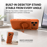 Coque de téléphone de luxe ventilée en TPU+PC avec anneau support, protection antichute, dos respirant et pare-chocs antichoc pour plusieurs modèles