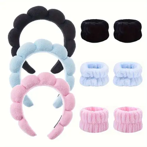 Venta Directa de Fábrica, Venta al por Mayor de Bandas para el Cabello de Esponja Tipo Nube y Bandas para la Cabeza y Muñecas de Tela de Toalla Premium con Diseño de Espiral para Lavado Facial de Mujer - Product Image 2