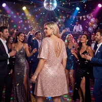 Robe Courte de Soirée Formelle à Paillettes, Coupe Droite, Manches Courtes, Grande Taille, Personnalisée OEM ODM