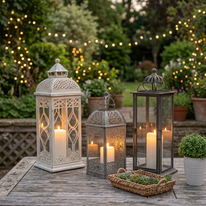 M F INTERNATIONAL EXPORTS - Faroles Cuadrados de Metal Dorado Ecológicos para Interiores, Decoración para Bodas y Ramadán, Gran Venta, Sin Batería - Product Image 1