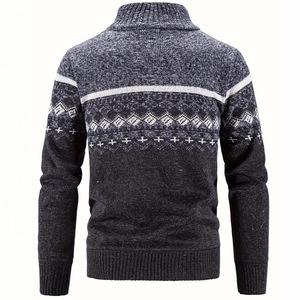 Suéter de Punto con Cuello Alto para Hombre, Color Gris Oscuro, Corte Ajustado, Informal, Fibra de Poliéster DF-M722 - Product Image 1