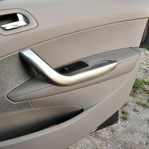 Couverture en cuir beige pour accoudoir de panneau de porte avant Peugeot 308 SW, véritable microfibre, modification - Product Image 2