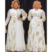 Nouvelle Robe de Soirée Tendance Broderie Chiffon Grande Taille XXXL Plissée Élégante Décontractée Musulmane Église