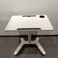 Bureau informatique réglable en hauteur avec vérin à gaz, base en fer, pieds en aluminium, plateau en MDF, pliable, réglage de la hauteur (740-1125mm) pour un confort optimal