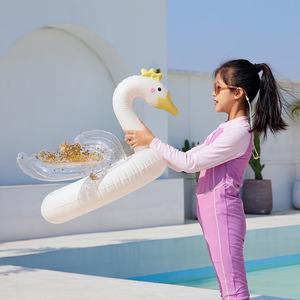 Flotador inflable con forma de cisne para niños, con lentejuelas, flotador para las axilas, para piscina, parque acuático, 70 cm, adecuado para edades de 5 a 9 años - Product Image 3
