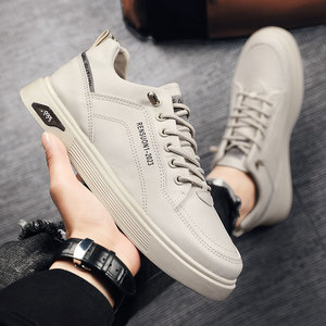 Anbuoni Zapatillas de deporte informales de cuero para hombre, zapatos blancos con punta redonda y cordones, zapatos transpirables para caminar de primavera ANBUONI-2023 - Product Image 4