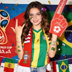 Nuevo Adhesivo <span class=keywords><strong>de</strong></span> Tatuaje Personalizable con Bandera Nacional Ecológica Impresa por Transferencia <span class=keywords><strong>de</strong></span> Agua para Eventos 2026 - Product Image 4
