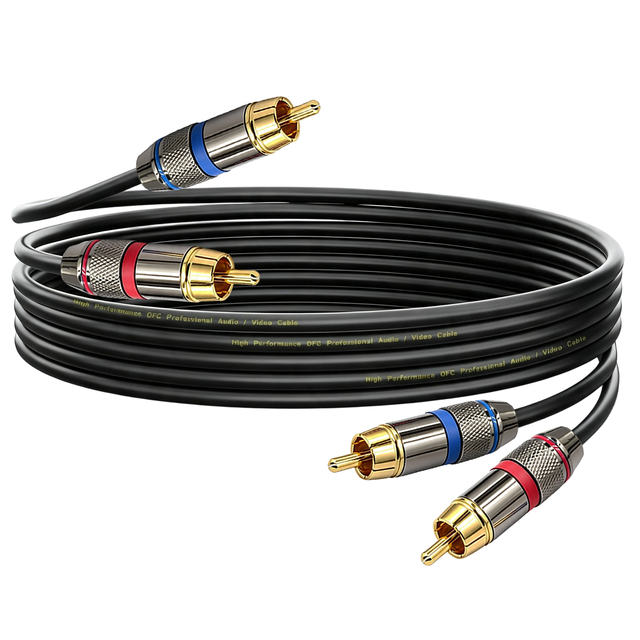 Factory OEM High Quality 24K Gold Plated RCA Audio 2RCA to 2 RCA Male Speaker Cable Audiophile RCA Interconnect Stereo Cable