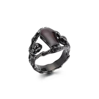En gros Bagues signet pour hommes en acier inoxydable, motif cercueil de vampire et crâne squelette en relief, style vintage gothique punk, bague de déclaration