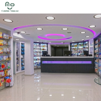 Étagères de pharmacie en bois de luxe Étagères cosmétiques modernes Conception de présentoir de pharmacie avec bandes de LED