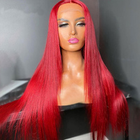 Os droit rouge 13x4 dentelle avant perruque rouge feu brésilien 13x6 HD dentelle transparente frontale longue vague de corps décoloré cheveux humains
