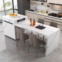 Table à manger rectangulaire de luxe légère en marbre haut de gamme, design artistique créatif pour villa et maison, table de cuisine télescopique en dalle de roche, bar à thé