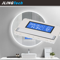 Contrôleur de miroir de maquillage LED en verre avec 6 touches, variateur tactile, dégivreur et affichage de l'heure et de la température, DC12V 60W