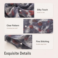 Châle long et léger en polyester gris pour femme, motif feuilles, respirant et multifonctionnel, accessoire de vacances durable