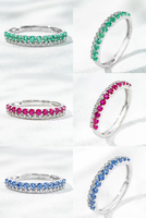 Bague demi-éternité en or jaune 10K avec diamants et rubis de laboratoire, alliance de mariage pour femme, pierres précieuses certifiées IGI, bague d'anniversaire