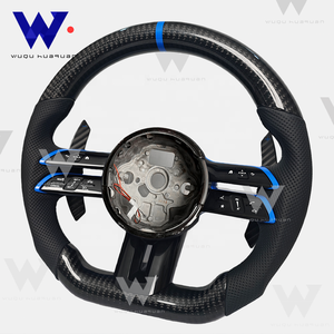 <span class=keywords><strong>Volant</strong></span> en cuir perforé en fibre de carbone bleu, adapté aux Mercedes-Benz W464/W167/W223 <span class=keywords><strong>AMG</strong></span>, avec <span class=keywords><strong>logo</strong></span> central - Product Image 2