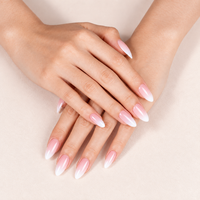 32 faux ongles en ABS, orange ombré, blanc laiteux, forme amande, vente en gros, haute qualité, à presser