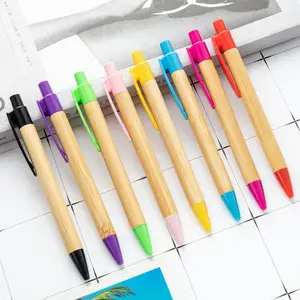 मेगा इको ग्रीन प्रोमो उत्पादों बॉल पेन आइटम रेकल बांस लकड़ी के बैगपॉइंट पेन ग्राहक लेजर उत्कीर्ण लोगो के साथ