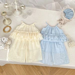 Traje para niños Verano Nuevas niñas Sin mangas Top Pantalones de pierna <span class=keywords><strong>ancha</strong></span> Conjunto Moda <span class=keywords><strong>Ropa</strong></span> para niños - Product Image 2