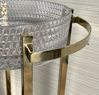 Meuble de salon haut de gamme personnalisé Table de bout art déco Table console étroite classique Étagère galerie or vieilli en verre transparent