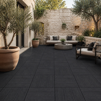 Dalles de terrasse WPC 30x30cm, à emboîter soi-même, aspect bois rainuré, revêtement de sol extérieur étanche et résistant aux termites pour jardin, balcon, patio