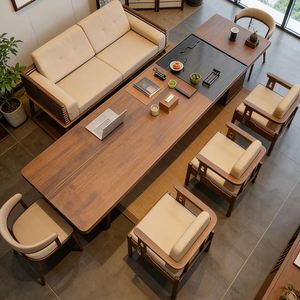 Juego de Mesa y Sillas de Té de Estilo Chino Moderno, Diseño Ovalado de Alta Gama en Madera de <span class=keywords><strong>Nogal</strong></span> Negro, para 2 Personas, Estilo Song - Product Image 4