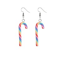 Pendientes Colgantes de Arcoíris con Diseño de Dibujos Animados en Colores Caramelo, Adornos Navideños Cristianos para Niñas