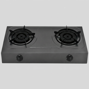 เตาแก๊สแบบสองหัวเตา หน้าเตาสีดำ ควบคุมด้วยปุ่ม ดีไซน์พกพาสะดวก - Product Image 1