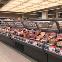 Vitrine réfrigérée commerciale à porte vitrée pour charcuterie, viande, fromage, charcuteries froides pour supérette et supermarché