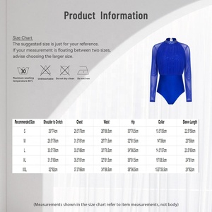 Justaucorps pour femmes à manches longues, col montant, en maille, orné de strass et froncé, pour la danse, le ballet, la gymnastique, les spectacles et les costumes de scène, personnalisable - Product Image 6