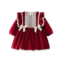 Cute Red Velvet Dresses for Baby Girl, Winter Wear, Toddler
