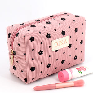 工場カスタム品質コーデュロイベルベットメイクアップ化粧品美容トイレタリージッパーバッグオーガナイザー、プライベートラベルロゴ付き - Product Image 6