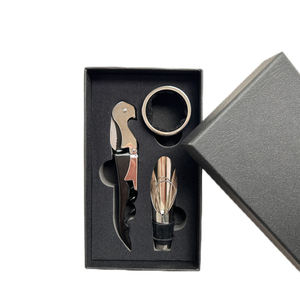 Bộ Dụng cụ mở chai rượu vang 3 mảnh, nút chai rượu vang cao cấp trong hộp quà màu đen, phụ kiện rượu vang cho ngày Valentine, Giáng sinh - Product Image 4