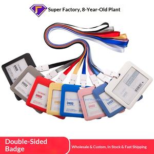 Porte-badge double transparent en cuir avec cordon et fonctions pour <span class=keywords><strong>permis</strong></span> de travail et carte d'identité - Product Image 6