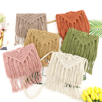 Sacs à main en corde de coton Simple fait à la main pour femmes, sacs de plage en macramé crochet à glands vintage, pochettes et sacs à main pour dames