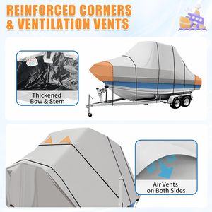 Copertura per <span class=keywords><strong>Barca</strong></span> Resistente 600D, Protezione per Pontone, Copertura Impermeabile per Esterni con Cinghia di Fissaggio Regolabile - Product Image 4