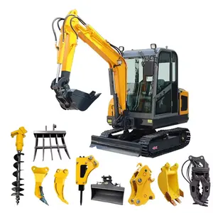 China Cheap Mini Excavator Attachment Hydraulic Bucket Ripper Grapple Auger Small Construction Digger Machinery For Sale