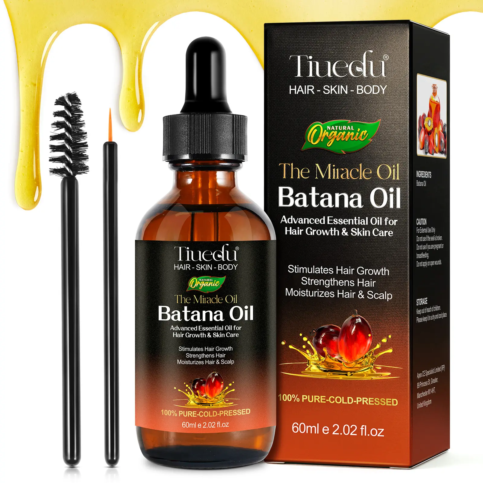 100 % reines kaltgepresstes Haar stärkt feuchtigkeitsspendendes Batana-Öl modernes Wunderöl Ätherisches Öl für Haarwachstum und Hautpflege