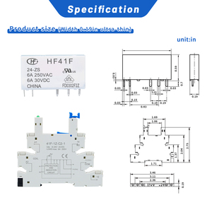6A mỏng Giao diện tiếp sức 24V SSR Din Rail với ổ cắm hf41f ổ cắm SSR cho hf41f 12V 24V Din Rail mỏng tiếp sức - Product Image 2