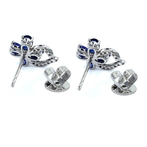 Meilleure fabrication bijoux brillant de haute qualité 14k solide or blanc véritable diamant pierre précieuse saphir goujons boucle d'oreille pour dame - Product Image 3
