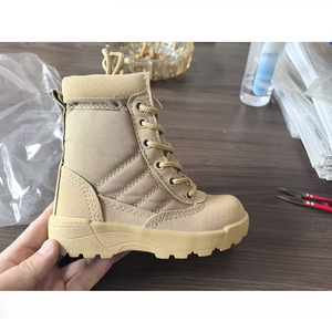 Bottes de désert DF22 pour enfants, en toile, durables, avec fermeture éclair et lacets, toutes saisons, couleur beige - Product Image 4