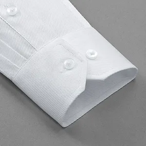 Chemises à manches longues en coton de couleur unie pour hommes Vêtements de bureau blancs à poche unique - Product Image 5