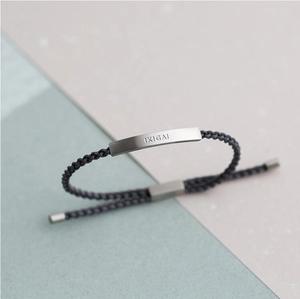 Pulsera personalizada de cadena trenzada para hombre y mujer con mensaje grabado de barra chapada en oro de acero inoxidable a la moda - Product Image 5