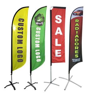 Drapeau de plage personnalisé en plumes, grande bannière publicitaire volante en forme de goutte d'eau, promotionnel et de marque - Product Image 1