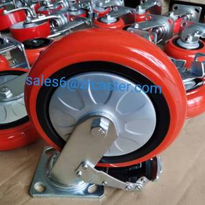 4 5 6 8 Zoll hohe Last 200-400 KGS A40 Gusseisenkern kariert PU-Fläche drehbar Schwerlast-Radschleifer Radschloss OEM-Betrieben - Product Image 3