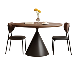 <span class=keywords><strong>Table</strong></span> à manger ronde moderne <span class=keywords><strong>en</strong></span> bois massif avec plateau <span class=keywords><strong>en</strong></span> <span class=keywords><strong>bambou</strong></span> et 4 chaises avec pieds <span class=keywords><strong>en</strong></span> fer pliables, 4 places pour petits appartements - Product Image 5
